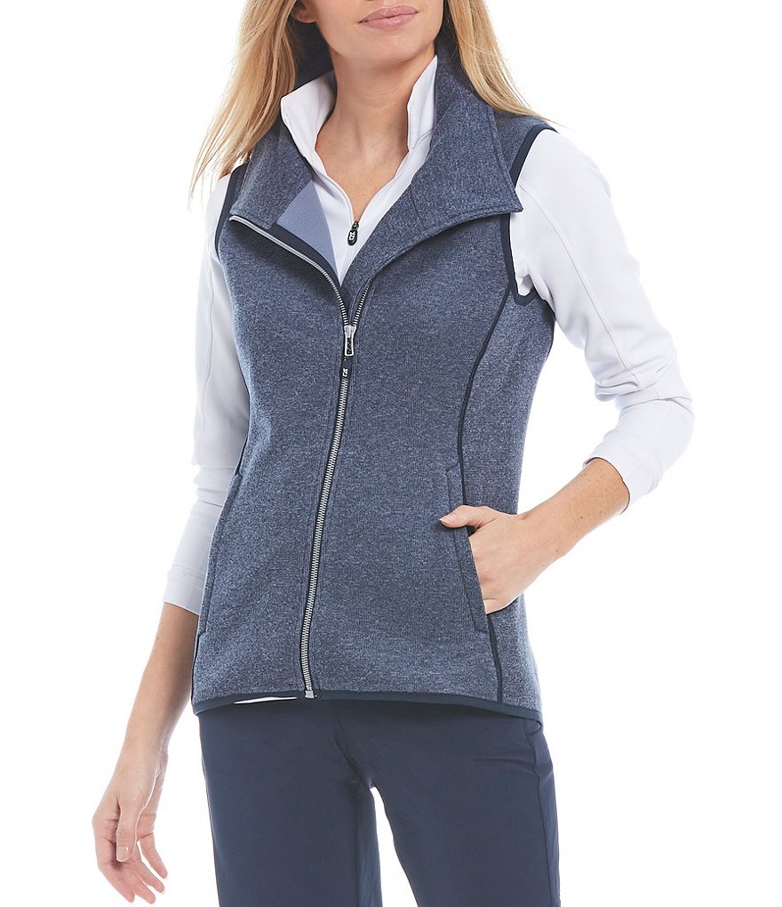 Cutter & Buck Mainsail Sweater-Knit Fleece Stand Collar Full Zip Vest