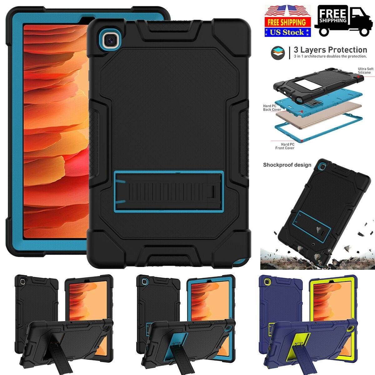 Samsung Galaxy Tab A7 10.4 ase Hybrid Heavy Duty Armor Stand Cover