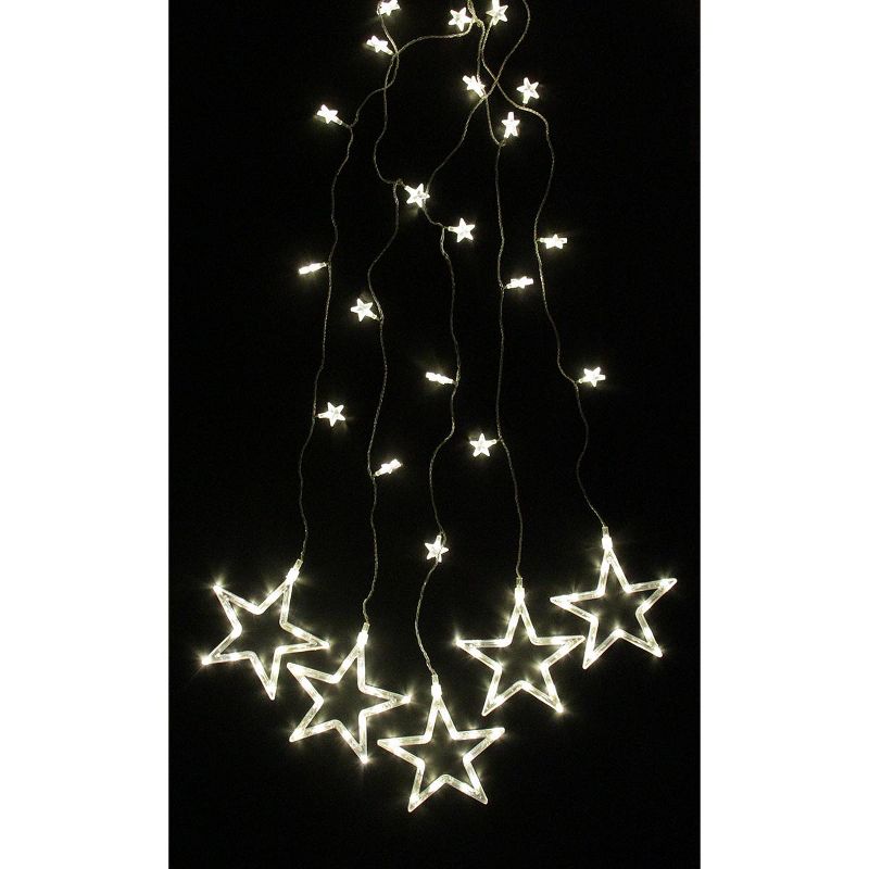 Penn 100ct LED Star Silhouette Window Curtain Christmas Lights Clear - 3.3' Clear Wire