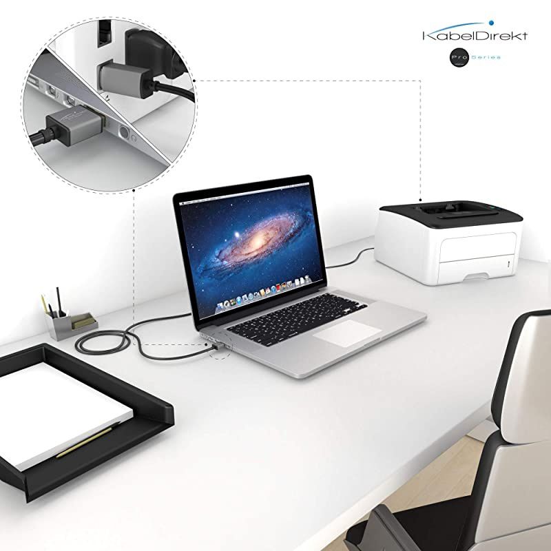 USB B 2.0 Cable &ndash; 6 feet &ndash; (USB A to USB B for Printers, Scanners, and Fax Machines, Black, Space Gray) &ndash; Pro Series