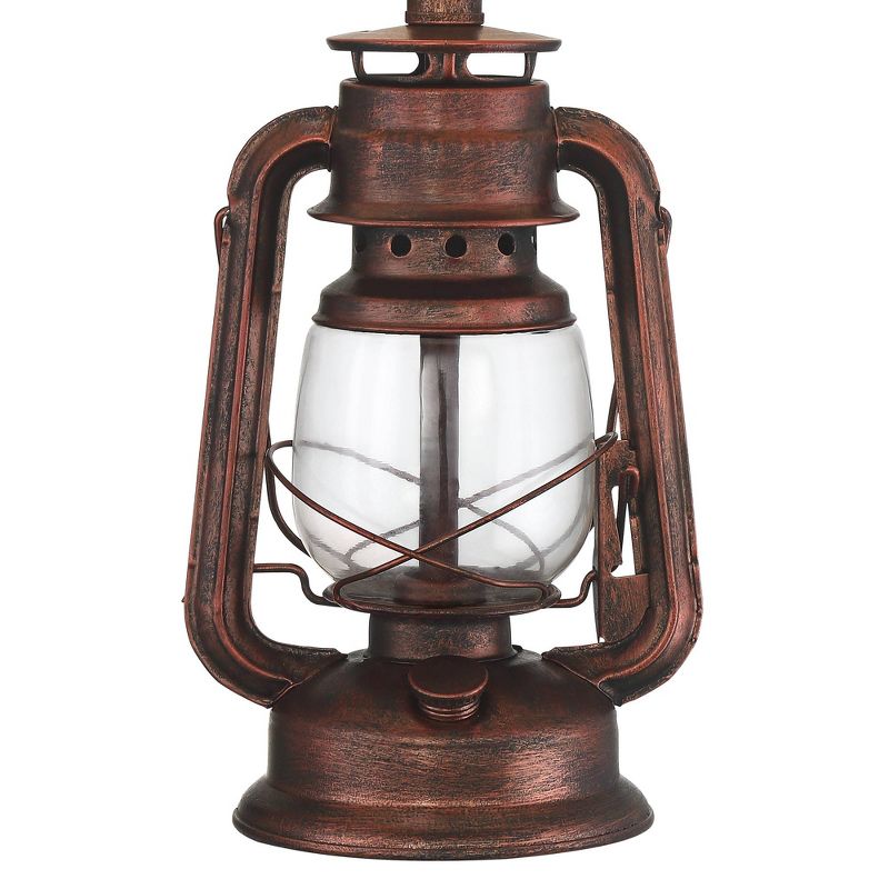 Franklin Iron Works Murphy Red Bronze Miner Lantern Table Lamp with Table Top Dimmer
