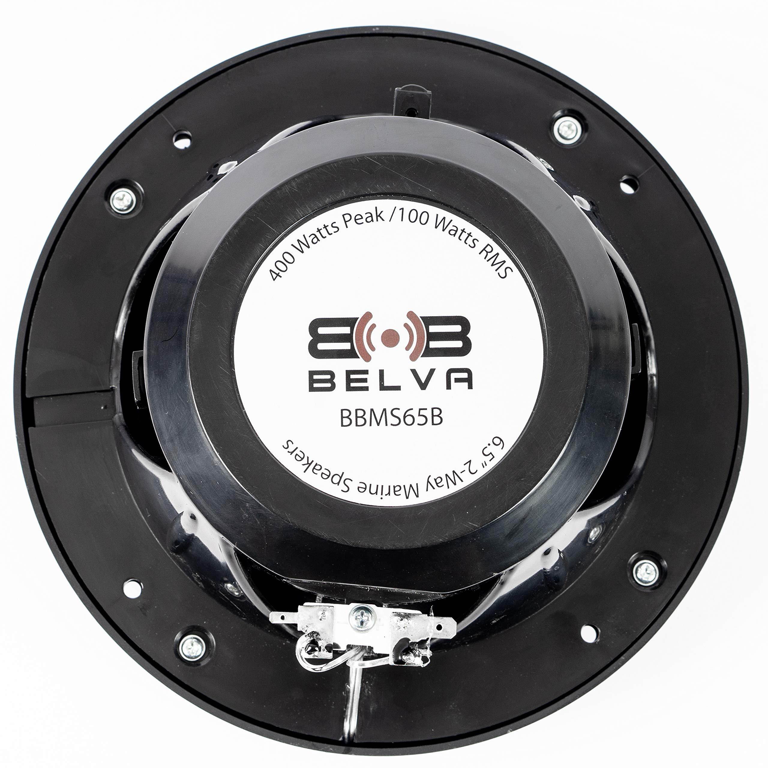 Belva BBMS65B - Pair of 6.5&rdquo; 2-Way 400W Black Marine Coaxial Speakers for Marine/UTV/ATV/Motorcycle/Powersports