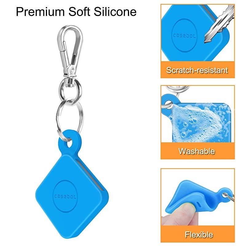Silicone Case with Carabiner Keychain for Tile Pro 2020 2018 AntiScratch Lightweight Soft Protective Sleeve Skin Cover Blue
