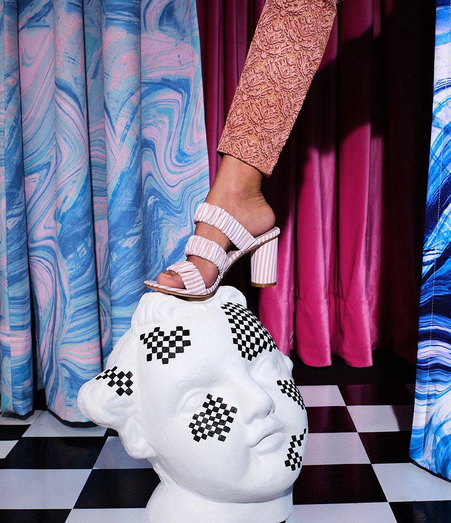 Deltan Colette Stripe Three Band Dress Mules