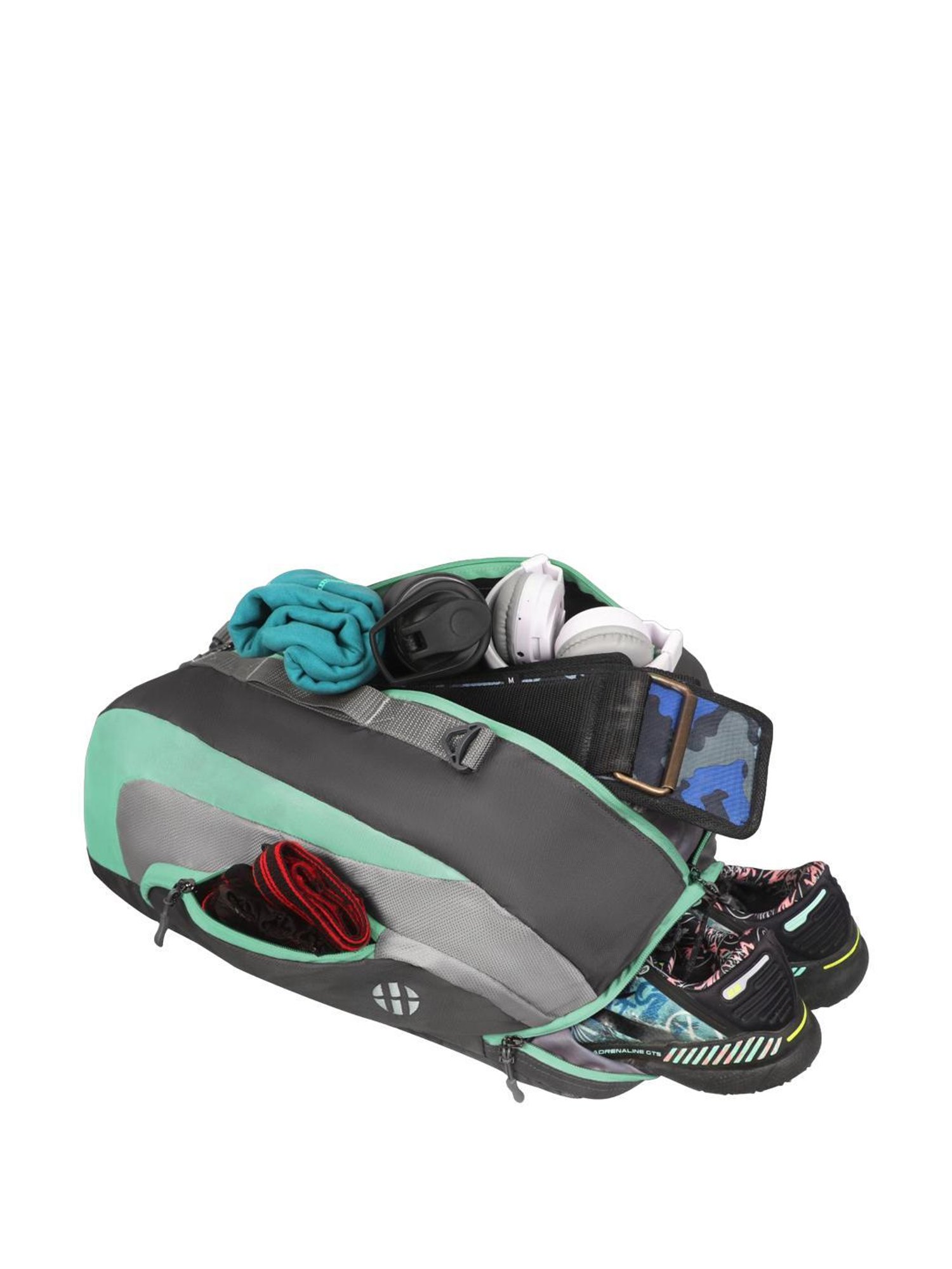 Harissons Jake Gym Grey & Mint Polyester Color Block Duffle Bag