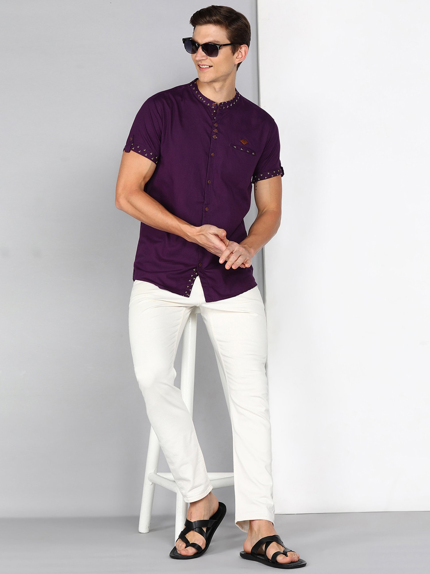 Kuons Avenue Purple Slim Fit Shirt