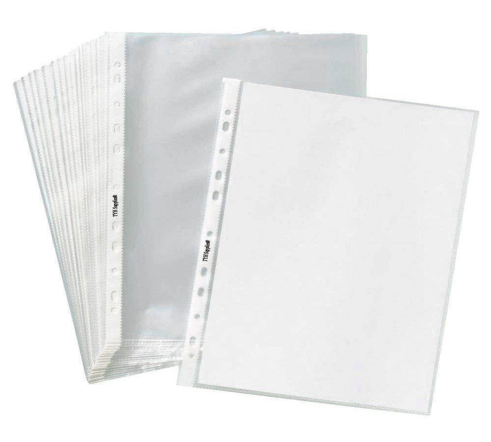 TYH Supplies Economy 11 Hole Clear Sheet Protectors, 8-1/2" x 11" Non Vinyl Acid Free (200)