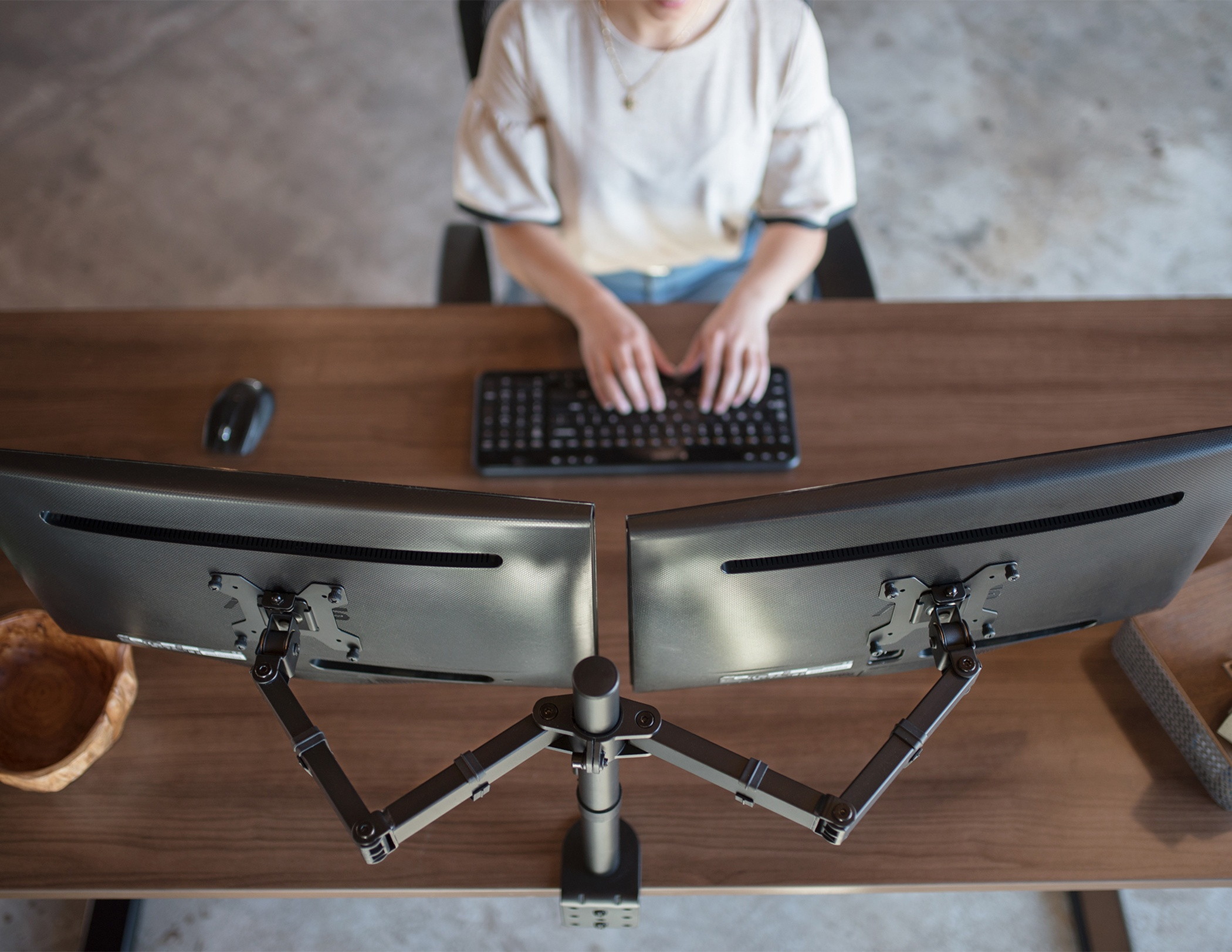 VIVO Dual LCD Monitor Desk Mount Stand Heavy Duty Fully Adjustable Fits 2 Screens up to 27" (STAND-V002)