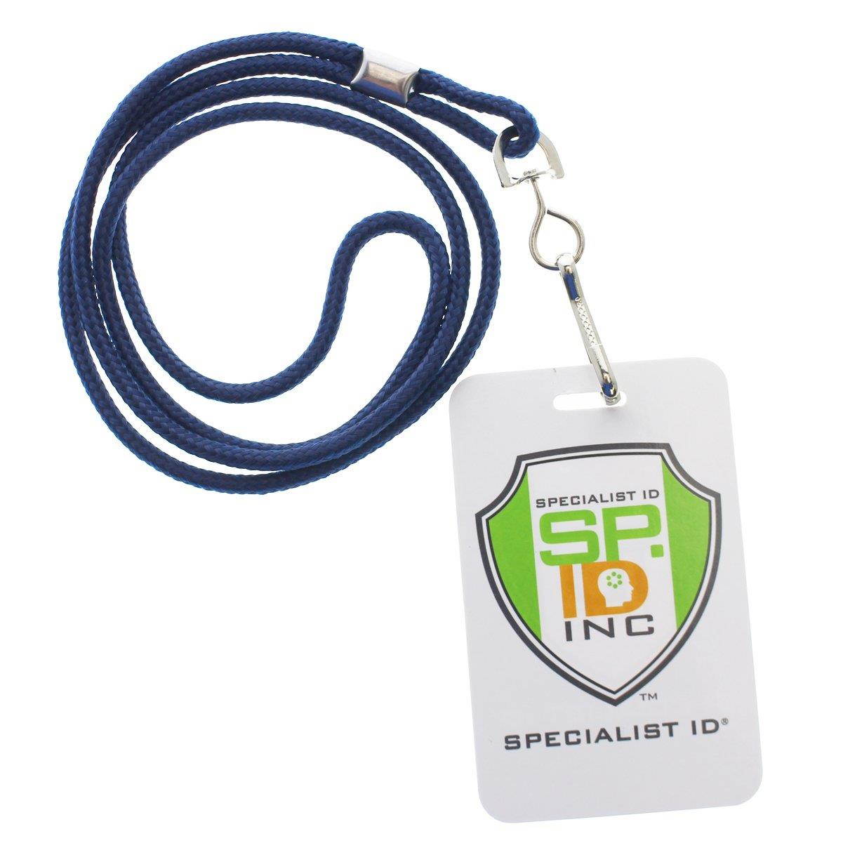 25 Pack - Premium Round ID Badge Neck Lanyards for Card Holders and Name Tags - 36 in Non-Breakaway Heavy Duty Cord & Secure Metal Swivel J Hook Clip by Specialist ID (Navy Blue/Dark Blue)