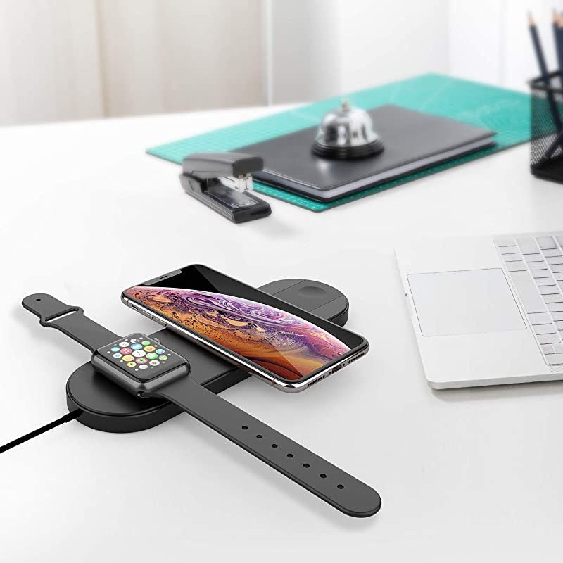 3 in 1 Qi Wireless Charging Pad Fast Charger Compatible iPhone X XS MAX XR 8 8 Plus, Samsung S8 S7 Edge S6 Edge+ Note 8, Nexus 5/6/7 iWatch Apple Watch Series 1 2 3 4 &iexcl;&shy;