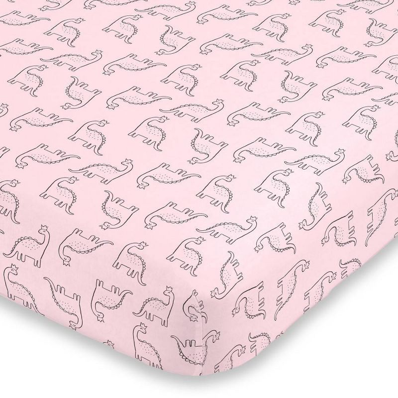 Carter's Dinosaur Princess Super Soft Mini Crib Fitted Sheet - Pink