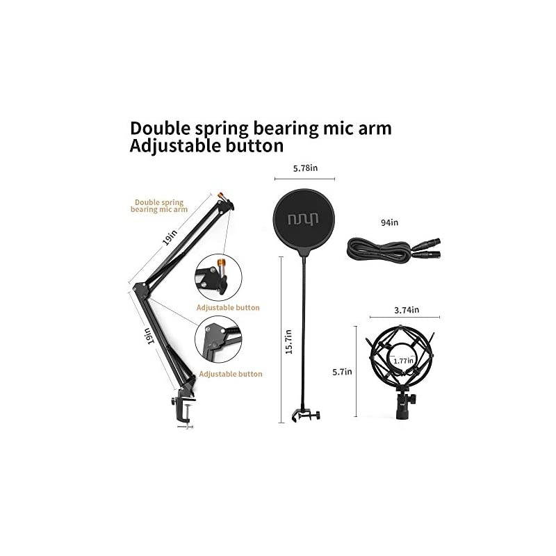 XLR Condenser Microphone,  Professional Vocal Cardioid Microphone Kit with Boom Arm, Shock Mount, Pop Filter, Windscreen and XLR Cable, for Broadcasting,Recording,Podcasting and YouTube(XM-900)