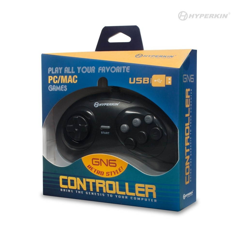 Hyperkin GN6 Premium Genesis-Style USB Controller for Mac/Windows PC, Black (M07058)
