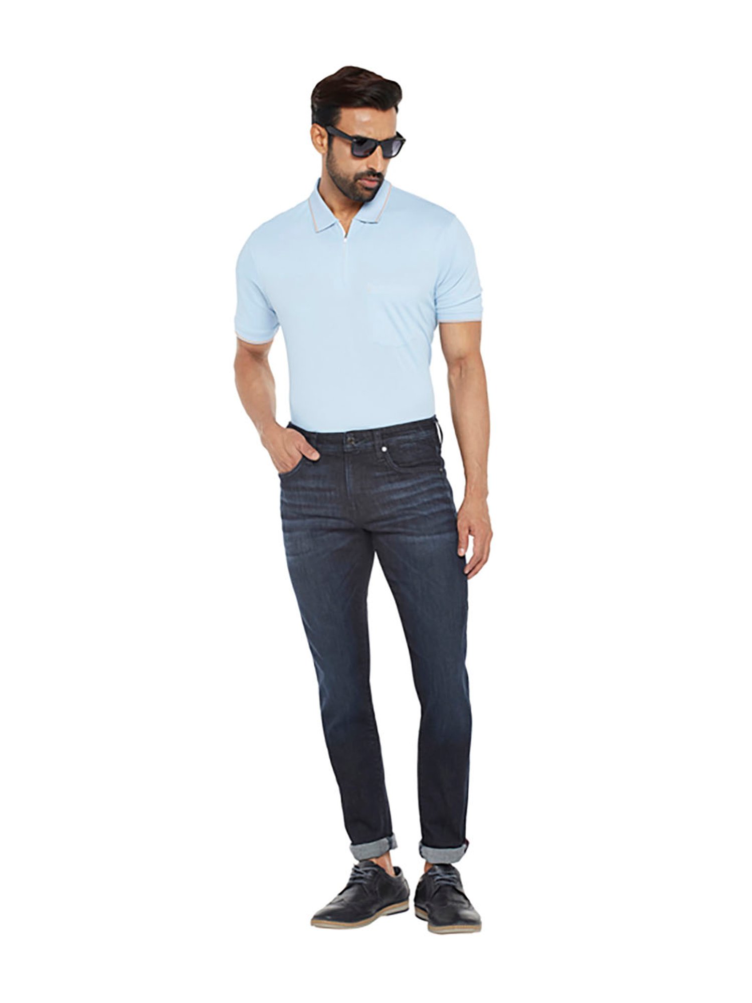 EVERBLUE Blue Tapered slim Fit Midrise Stretchable Jeans