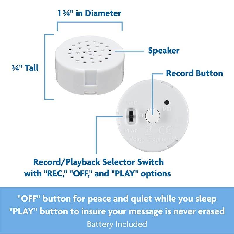 Mini Recorder for Personal Messages Perfect Device for Plush Toys Stuffed Animals Baby Dolls and Pillows Playback 2 Pack