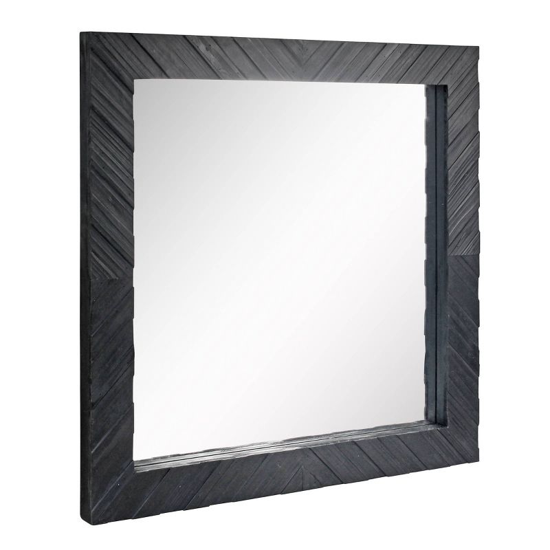 Wood Chevron Decorative Wall Mirror Black - Stonebriar Collection