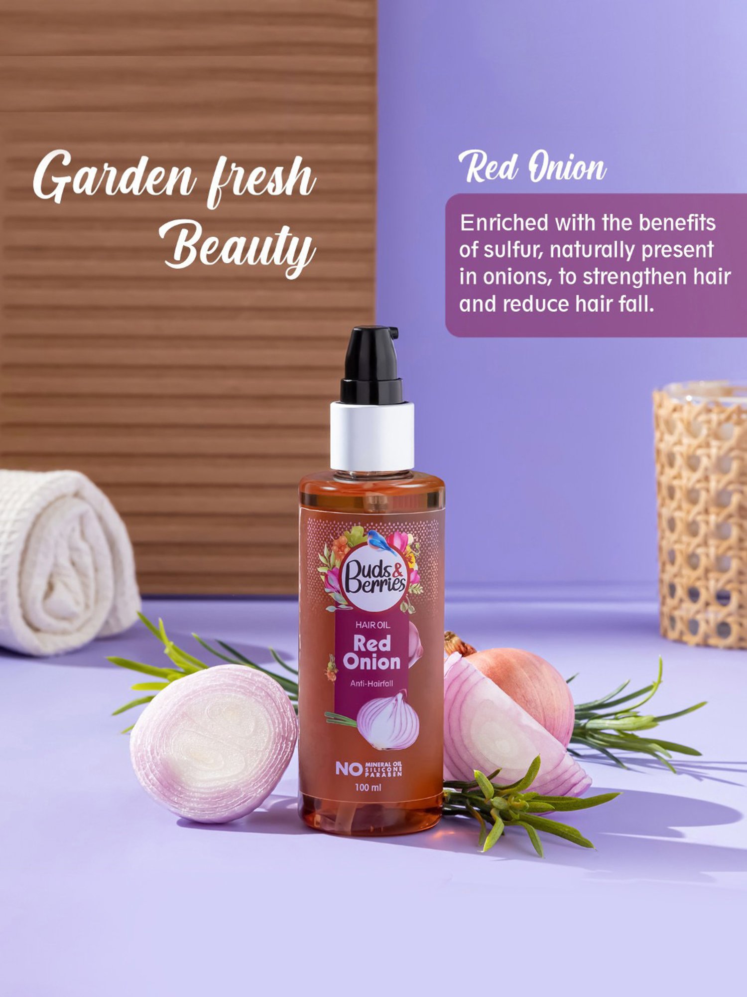 Buds & Berries Red Onion Anti-Hairfall Hair Oil - 100 ml