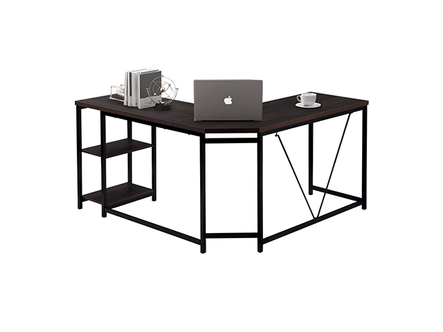 L-Shaped Computer Desk, Corner Desk, 59.1"L x 19.7"W x 30.7"H Writing Study Workstation with Shelves for Home Office, Gaming Table, Space-Saving, Easy to Assemble, Industrial, Brown,GT77