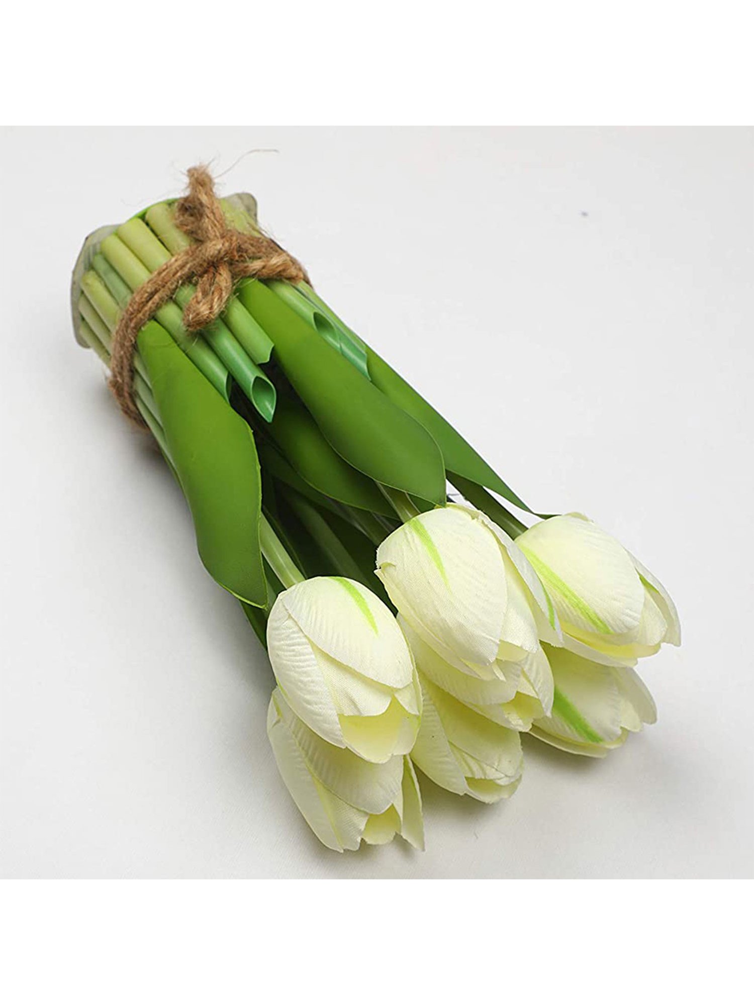 Amflix White Artificial Tulip Flowers Bunch