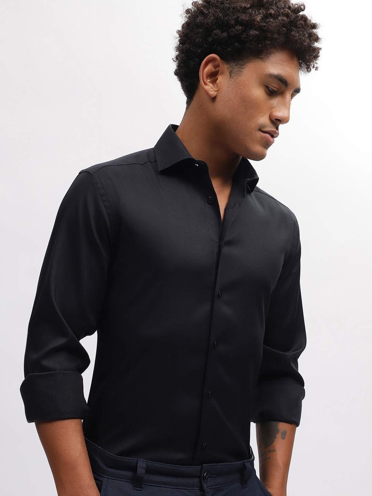 Bruun & Stengade Black Cotton Slim Fit Shirt