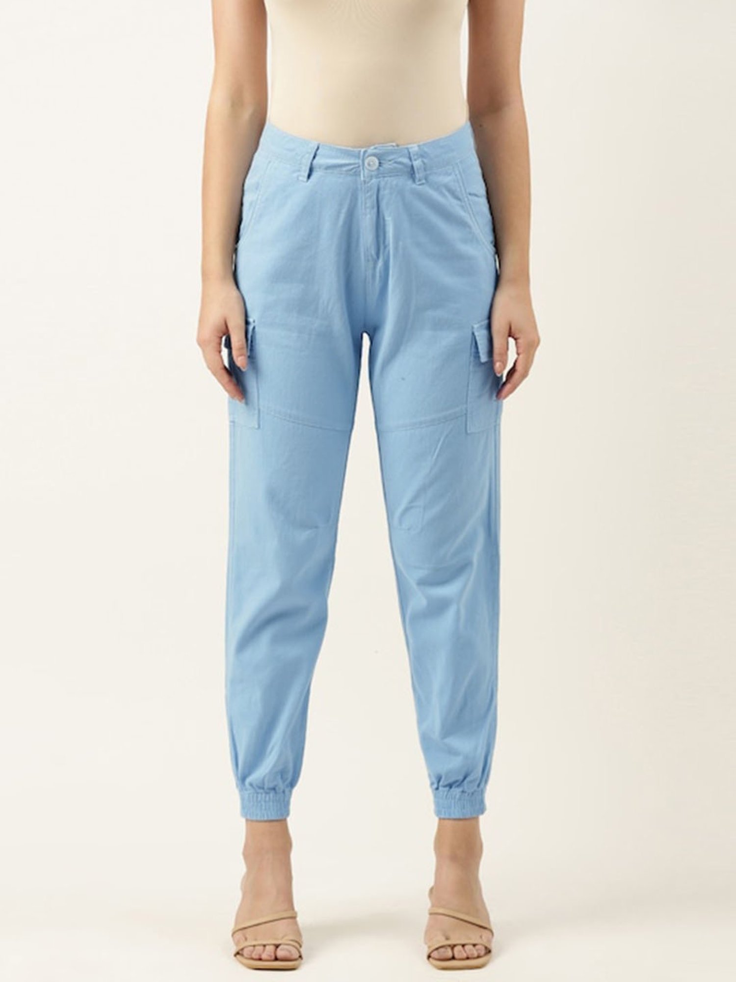 IVOC Powder Blue Slim Fit Mid Rise Cargo Joggers