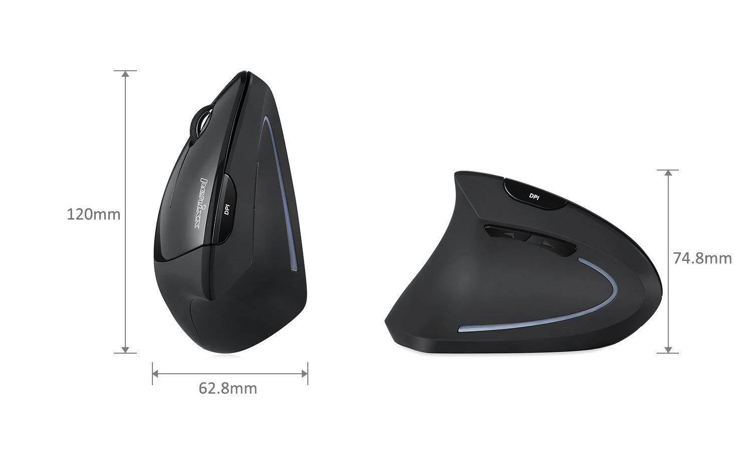 Perixx PERIMICE-713L Left Handed Ergonomic Wireless Vertical Mouse - 800/1200/1600 DPI - Recommended with RSI User