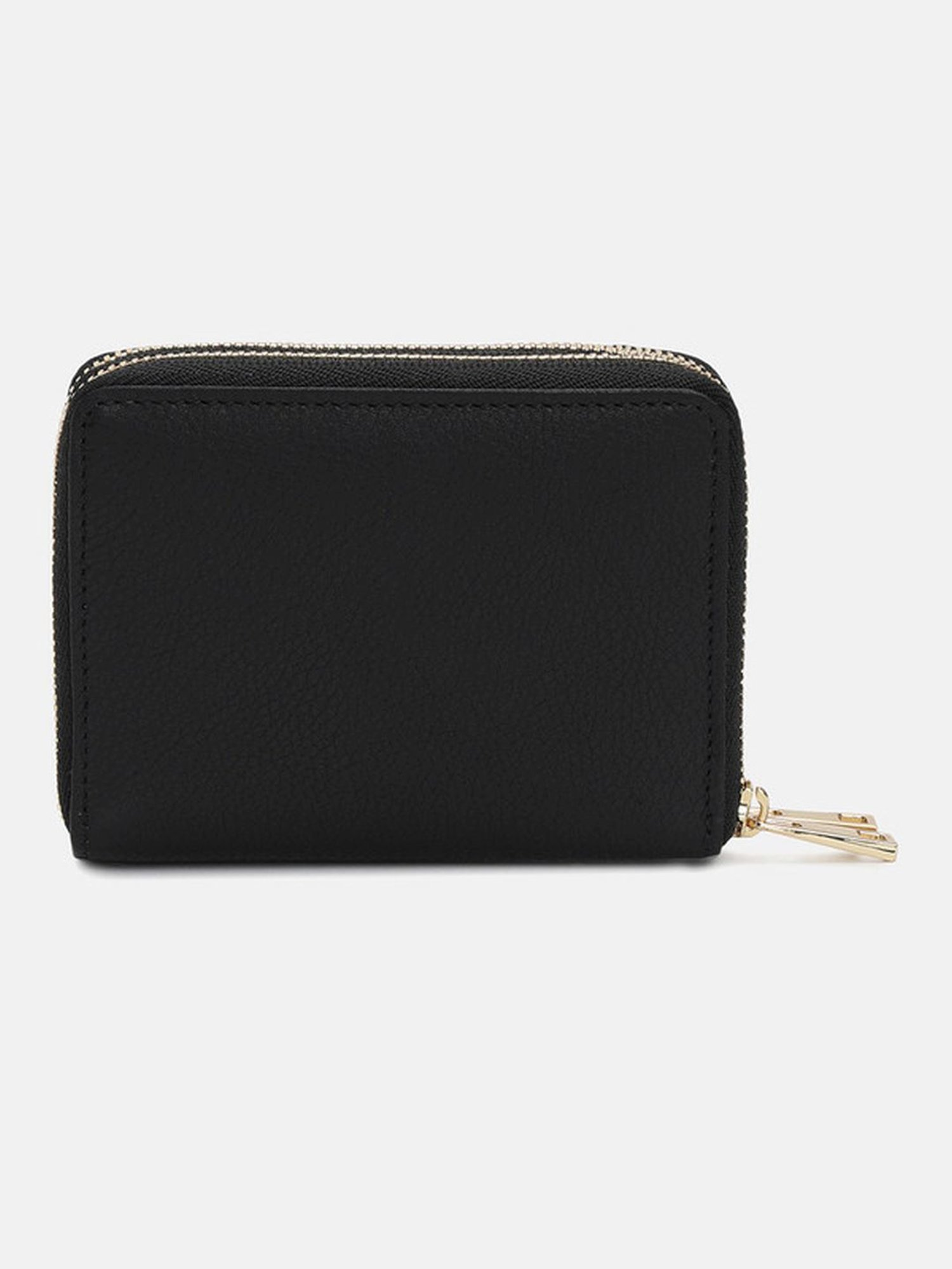 BAGATT Black Leather Solid Zip Around Wallet