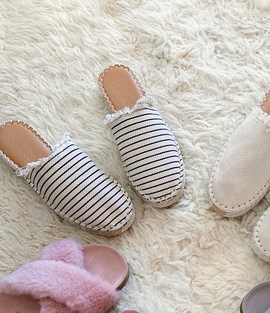 Splendid Jaime Fray Edge Striped Canvas Espadrille Mules