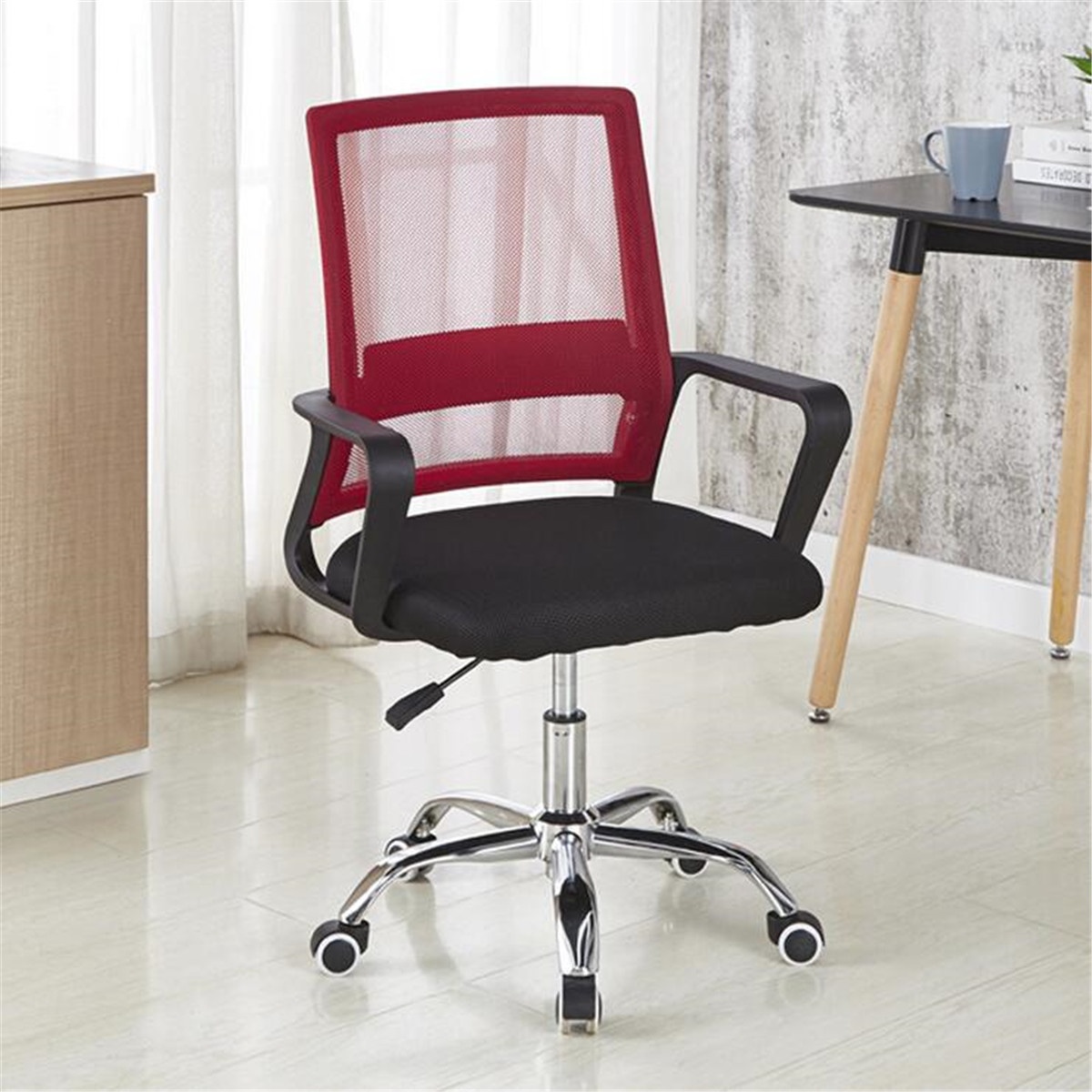 Home Office Chair Ergonomic Mesh Swivel Mid-back Computer Desk Seat Metal Base Green