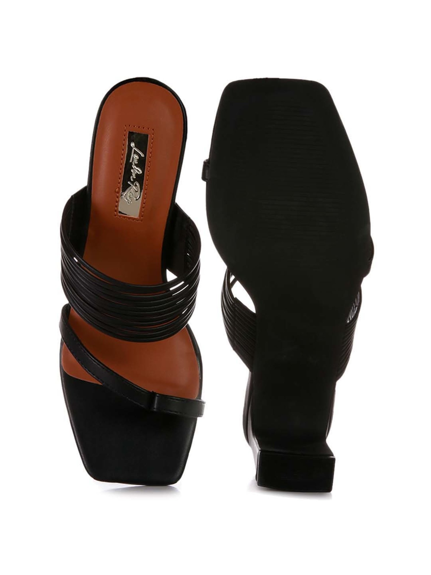 London Rag Women's Black Toe Ring Sandals