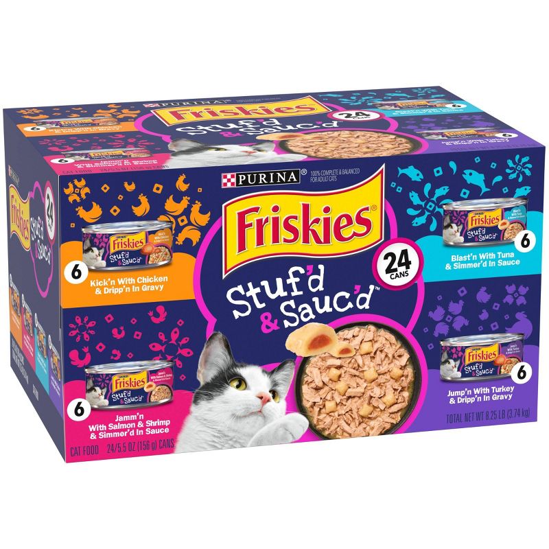 Purina Friskies Stuf'd & Sauc'd with Chicken, Tuna, Salmon & Turkey Wet Cat Food - 5.5oz/24ct Variety Pack