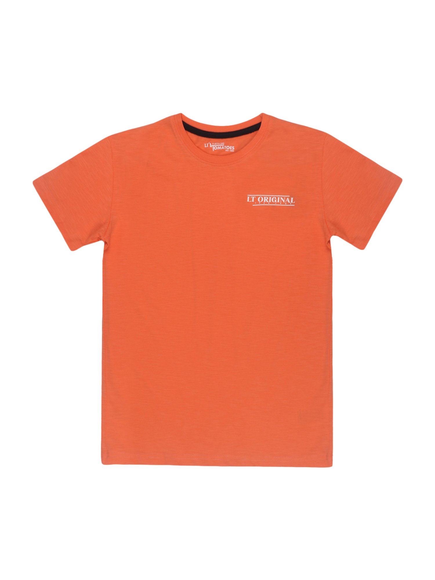 Li'l Tomatoes Kids Orange & Olive Green Cotton T-Shirts & Mask - Pack of 2