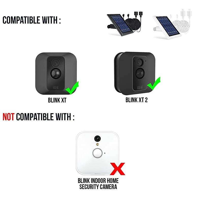 1-Pack Solar Panel with Internal Battery Bundled with 2-Pack Weatherproof Power Cable Compatible with Blink Outdoor & Blink XT2/XT Camera (White)
