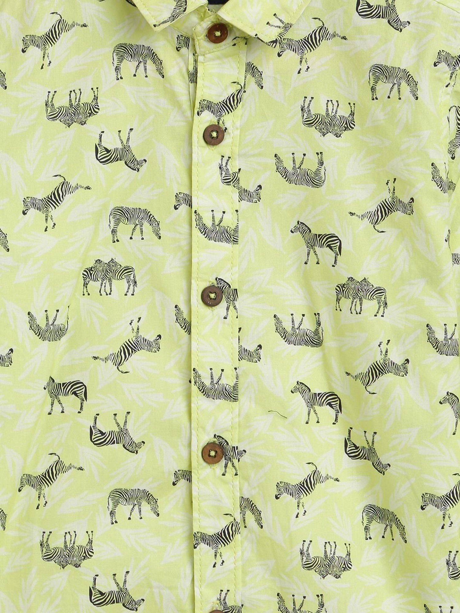 Tales & Stories Kids Neon Green Cotton Printed Full Sleeves Shirt