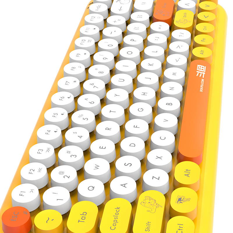 theone DKS2000 Wireless keyboard and mouse set 2.4g punk round keycap office keyboard Yellow