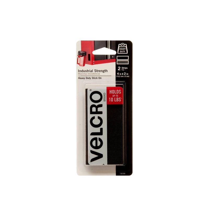 VELCRO 2ct 4'X2" Industrial Strength Strips Black