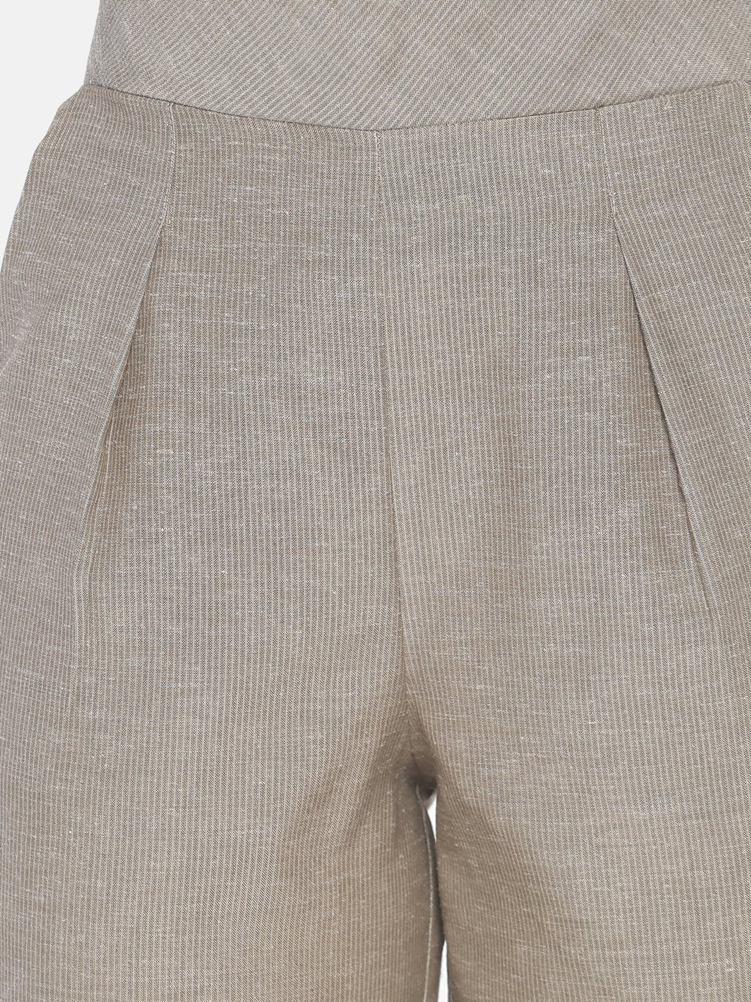 ISU Beige Textured Trousers