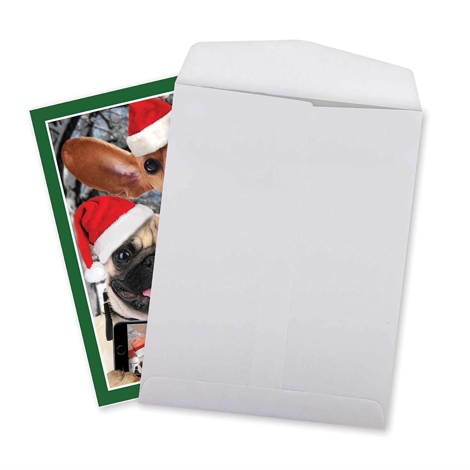Big Merry Christmas Greeting Card - 'Animal Selfies' Featuring Cute Animal Friends Taking Picture of Themselves With Envelope (Large Size: 8.5" x 11") - Funny Holiday Greetings Card J2373CXSG