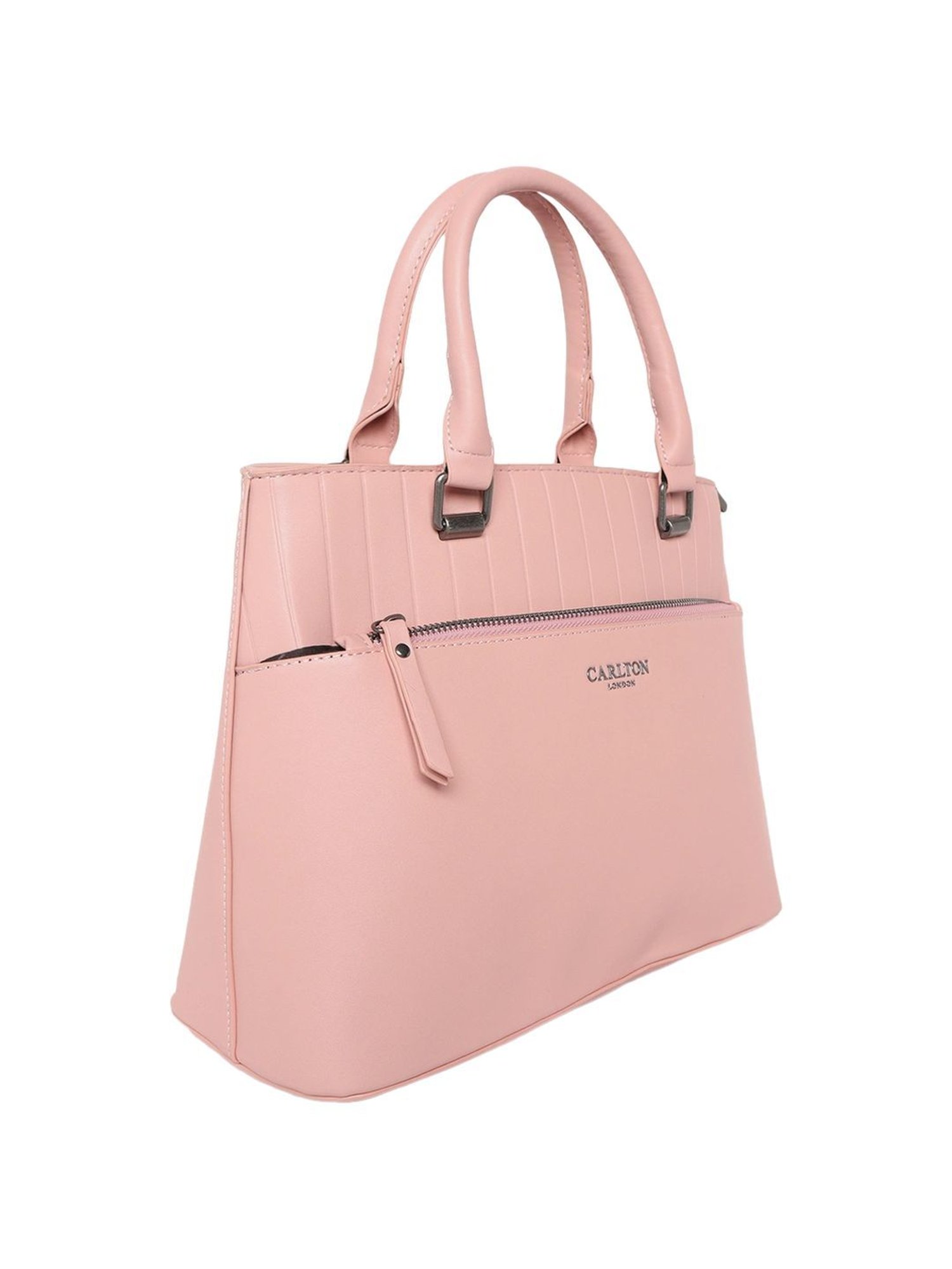 Carlton London Pink Solid Medium Handbag
