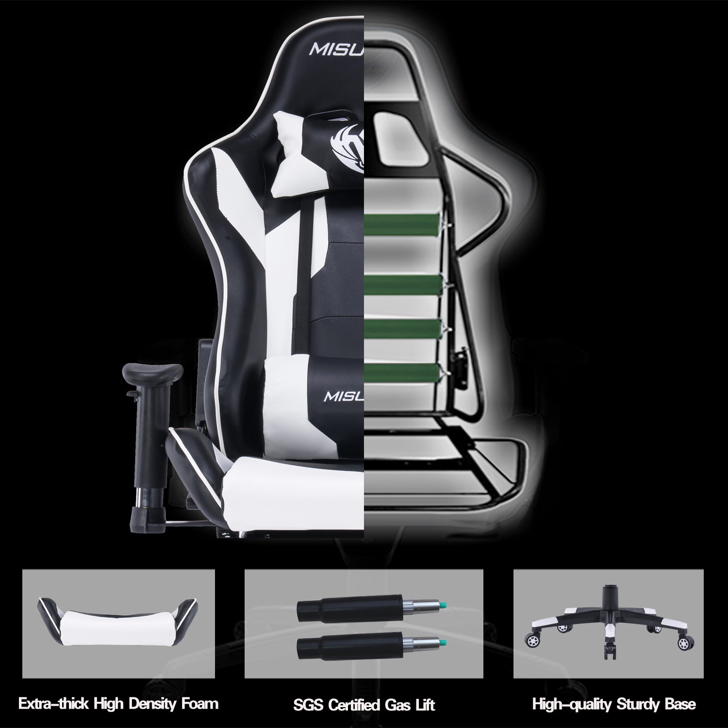 Gaming Chair, Racing Style Computer Desk Chair Padded Armrests Ergonomic Lumbar Support Adjustable Height