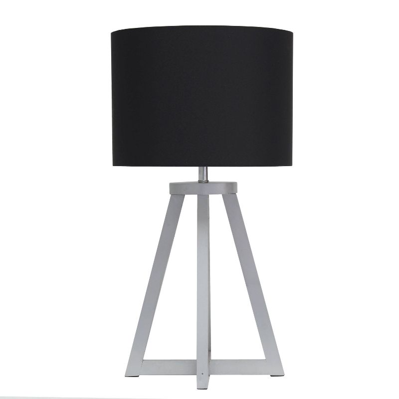 Wood Interlocked Triangular Table Lamp with Fabric Shade Black - Simple Designs