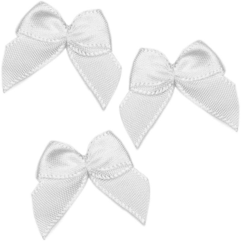 Bright Creations 350-Pack Mini Satin Ribbon Bow w/ Self-Adhesive Tape for Arts and Crafts, Sewing & Gift, White 1.5"