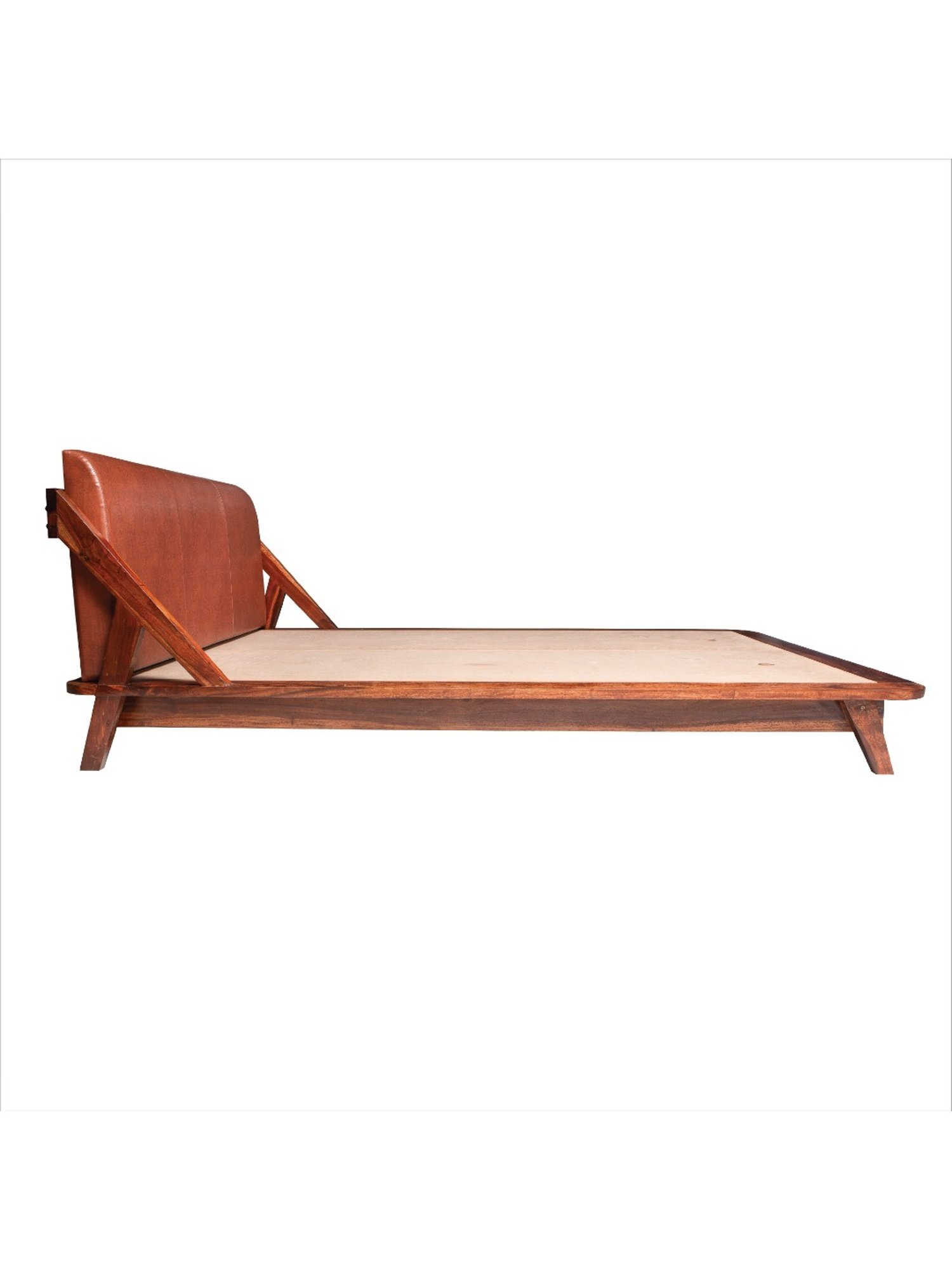Duroflex Plush Brown Sheesham Wood Queen Bed in Honey Finish