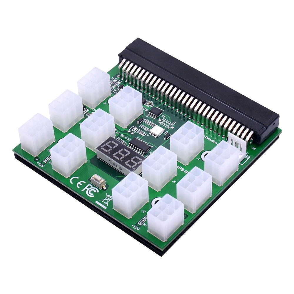 CHIPAL Power Module Breakout Board Kits with 12pcs 6Pin to 6+2 8Pin Power Cable for HP 1200W 750W PSU GPU Mining Ethereum ETH