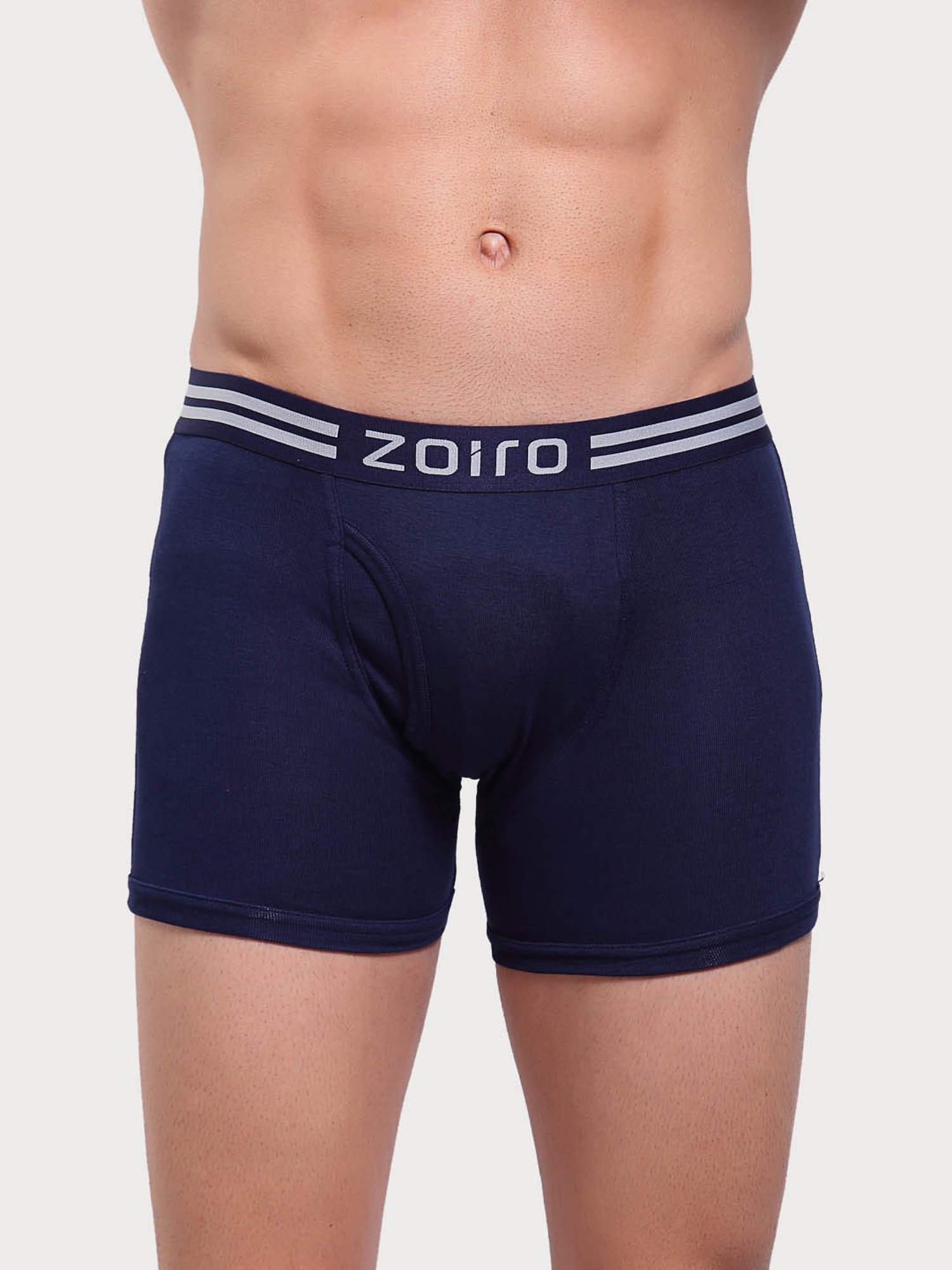 Zoiro Dark Blue & Dark Denim Cotton Regular Fit Trunks - Pack Of 2