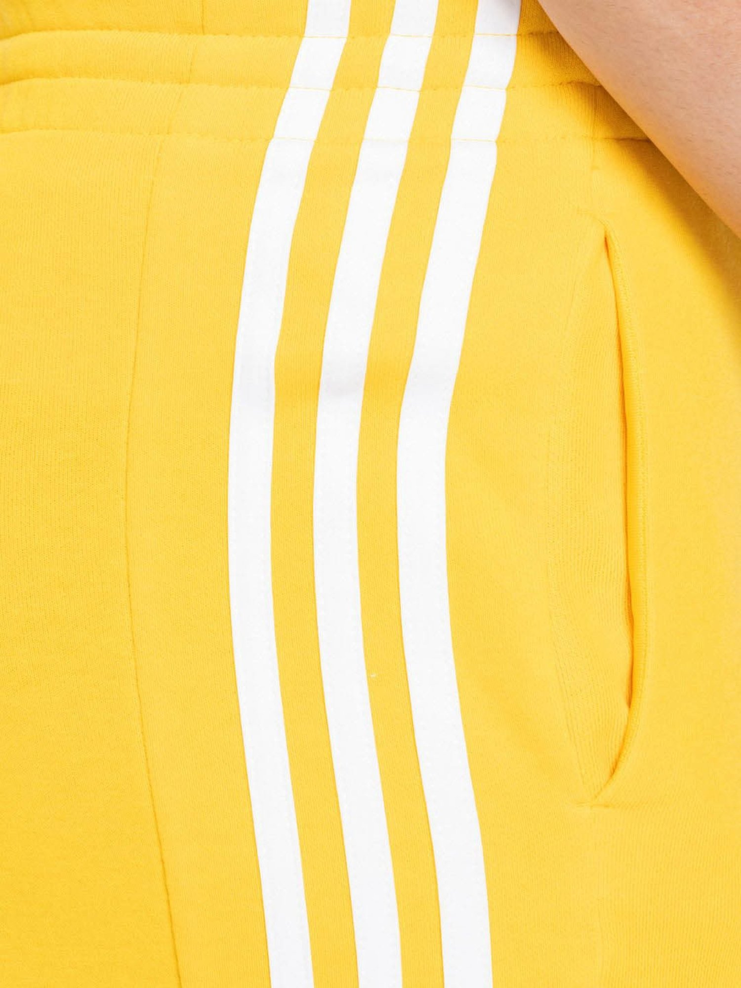 Adidas Yellow Regular Fit Striped Sports Shorts