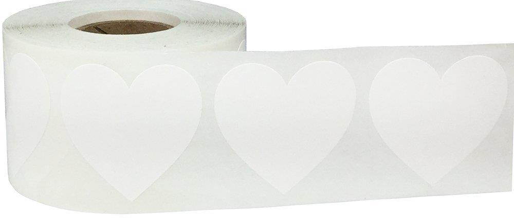 White Heart Stickers For Valentine's Day Crafting Scrapbooking 1 1/2 Inch 500 Adhesive Stickers