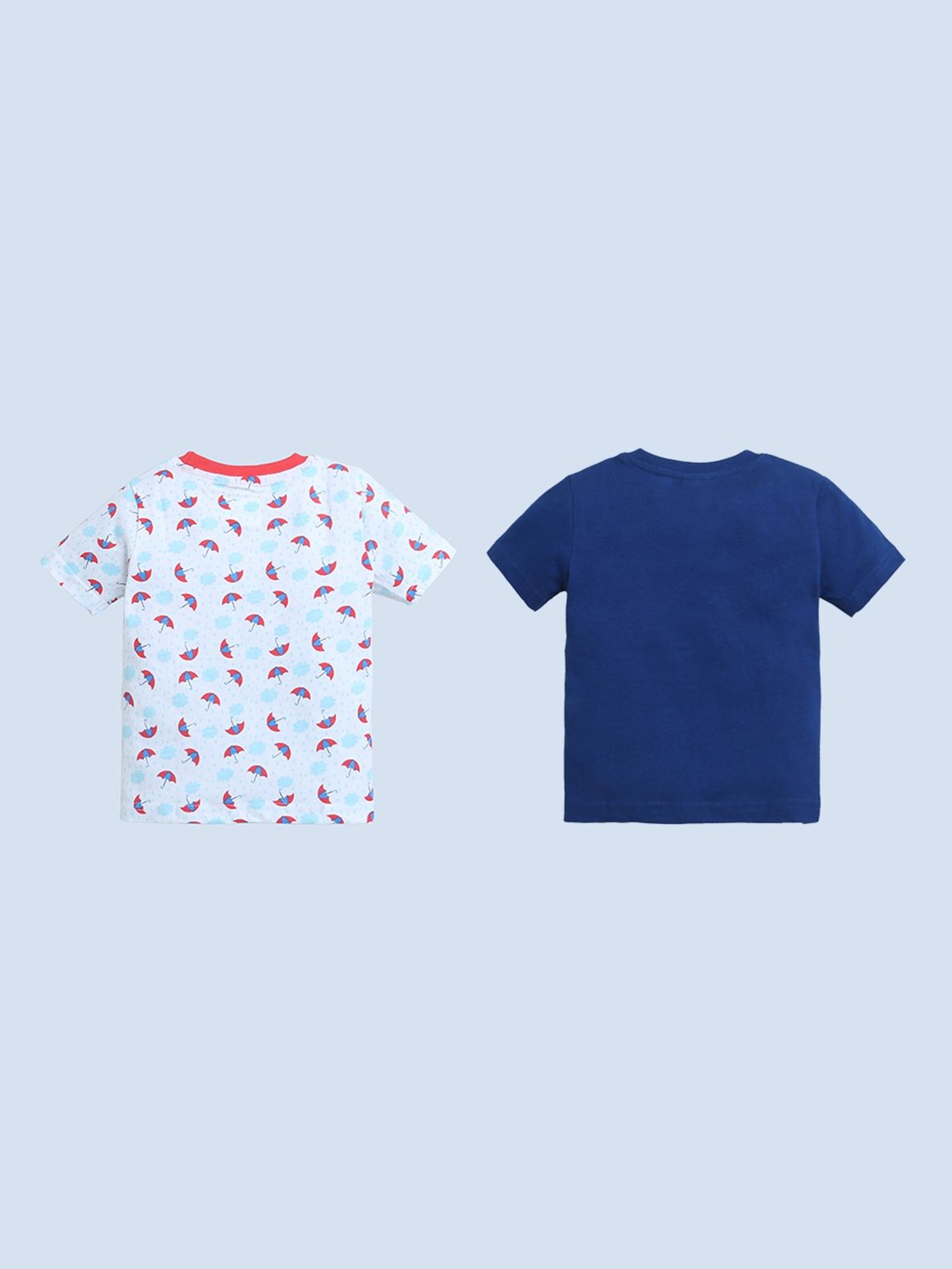 Bumzee Kids Navy & White Printed T-Shirt (Pack Of 2)