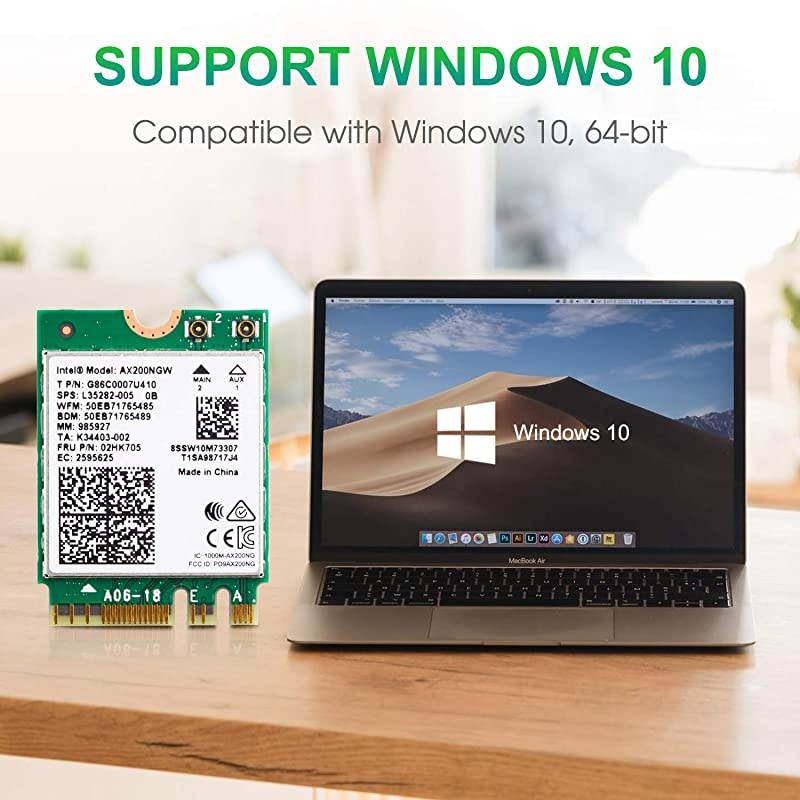 Intel AX200NGW Wireless Card WiFi 6 11AX WiFi Module 2 x 2 MUMIMO Dual Band Wireless Card with Bluetooth 50 Internal WiFi Adapter Support Windows 10 64bit M2NGFF