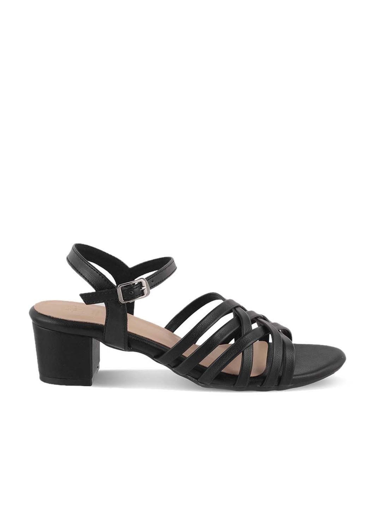 Tresmode Women's Black Ankle Strap Sandals